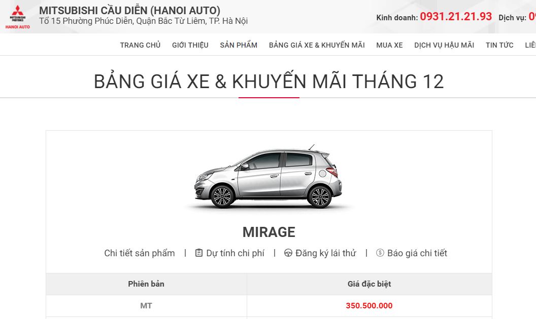 Bảng giá xe Mitsubishi tháng 12-2018