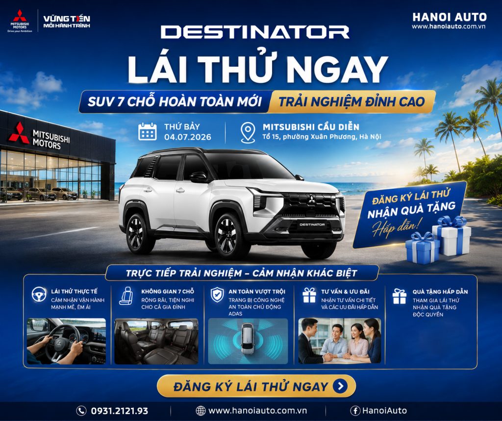 Chương trình trải nghiệm lái thử các dòng xe Mitsubishi vào ngày 04/7/2026