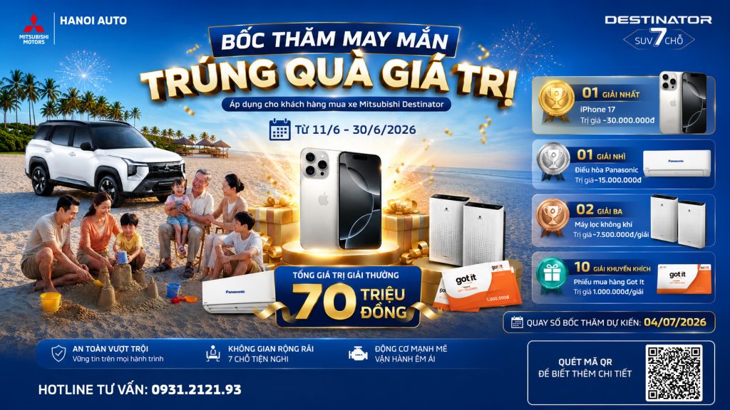 Mua Mitsubishi Destinator – Cơ Hội Trúng iPhone 17 Trị Giá ~30 Triệu Đồng