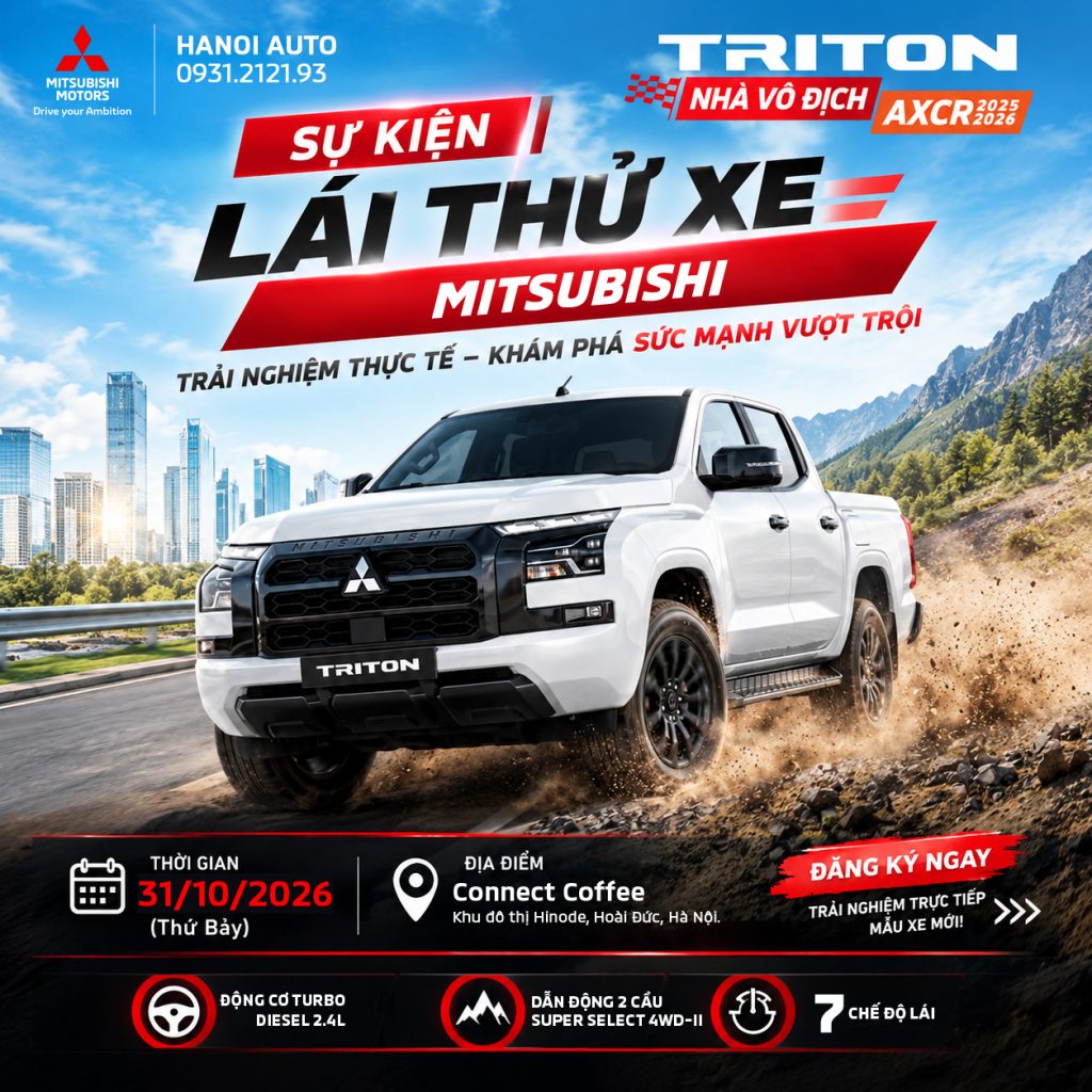 Chương trình trải nghiệm lái thử xe Mitsubishi tại khu vực Hoài Đức, Hà Nội